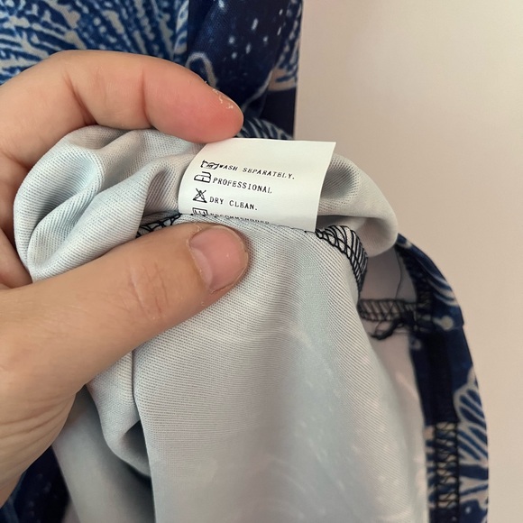 MissLook Women’s Asymmetrical Skirt Cotton All over Print Birds Blue/White Sz LG - Picture 7 of 10